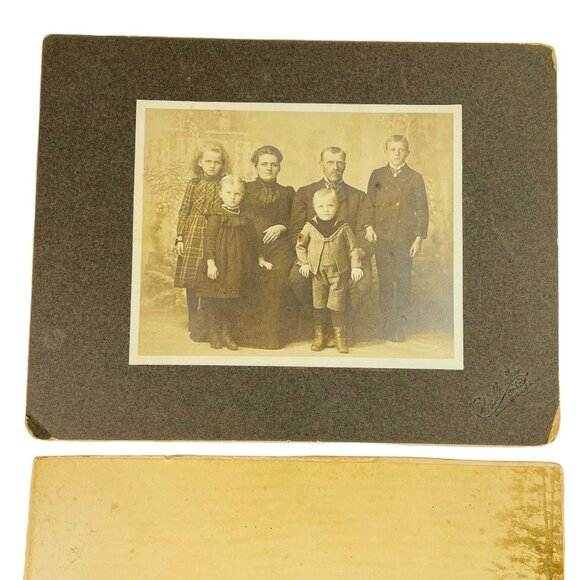 2 Vintage Studio Photo Family Portrait Farm Cabinet Cards  Bringhamton NY u - Picture 3 of 5